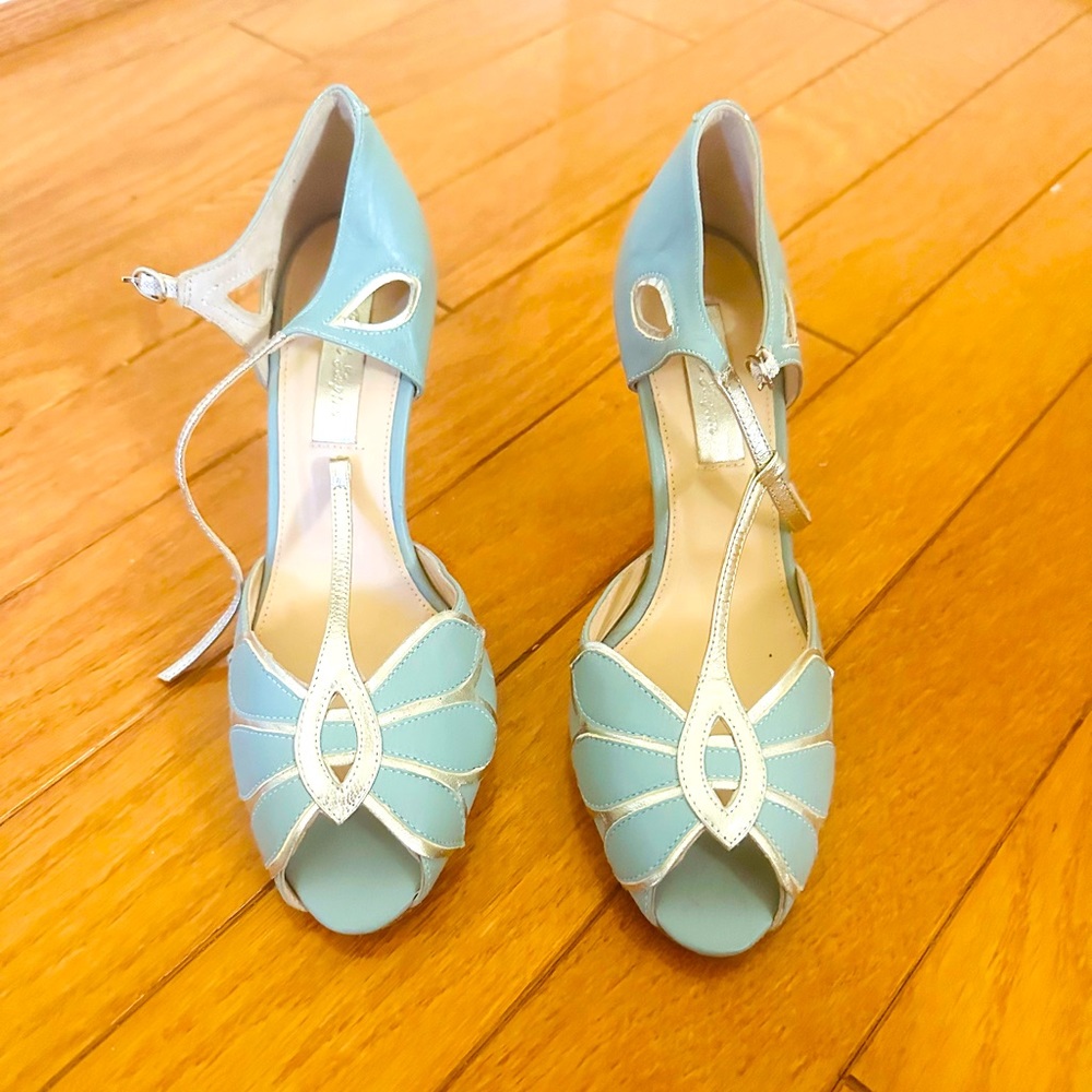 Rachel Simpson turquoise and silver wedding shoes size 7 only worn once